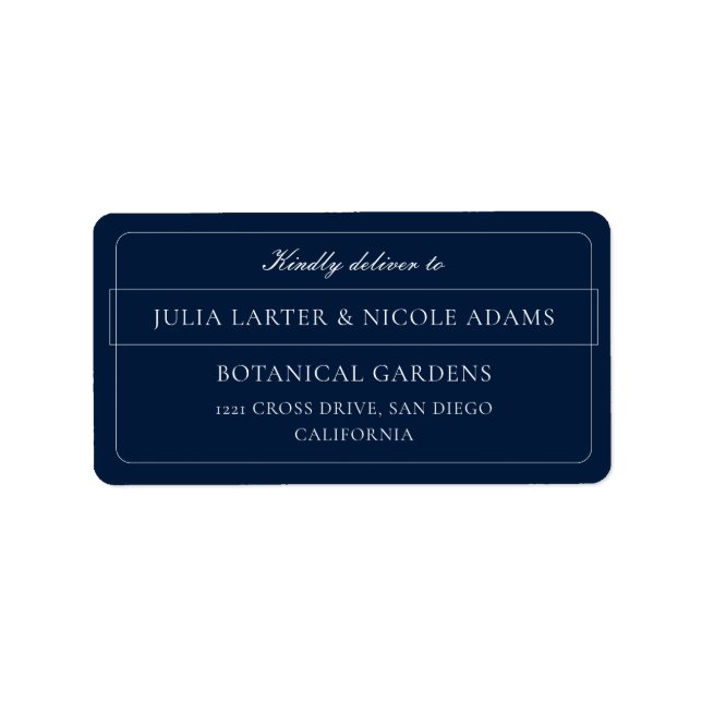 Classic Ivory Navy Blue Calligraphy Address Labels (Front)