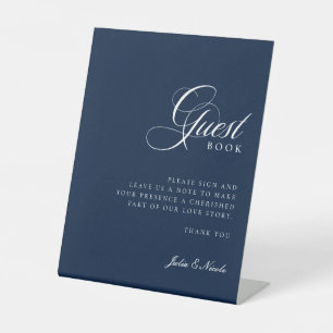 Classic Ivory Navy Blue Guest Book Wedding Sign