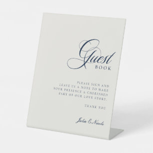 Classic Ivory Navy Blue Guest Book Wedding Sign