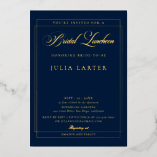 Classic Ivory Navy Calligraphy Bridal Luncheon