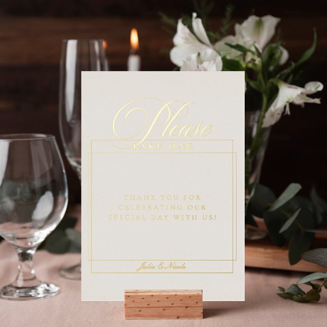Classic Ivory Please Take One Wedding Sign (Creator Uploaded)