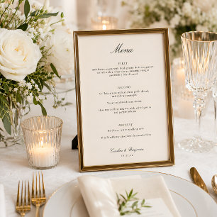 Classic Ivory Script Elegant Wedding Custom  Menu