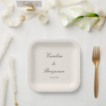 Classic Ivory Script Elegant Wedding Custom Name  Paper Plate<br><div class="desc">Stylish Formal Classic Traditional Script Elegant Wedding Invitation Custom Paper Plates in Ivory Cream</div>