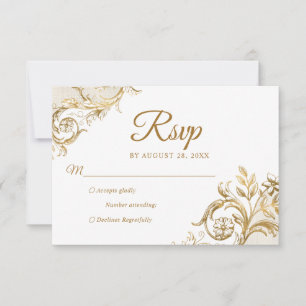 Classic Ivory White Gold Quinceanera RSVP