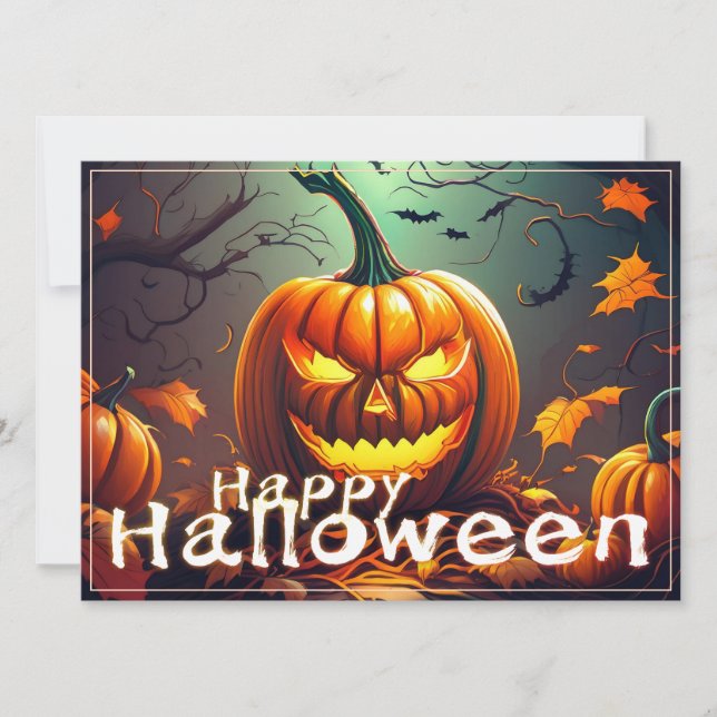 Classic Jack-o-Lantern Bats Twisted Tree Art (Front)