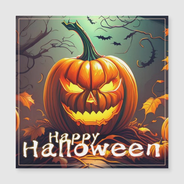 Classic Jack-o-Lantern Bats Twisted Tree Art (Front)