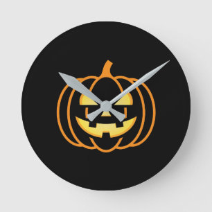 Classic Jack-O'-Lantern Halloween Round Clock