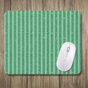 Classic Jade Green Glitter Style Vertical Stripes Mouse Mat