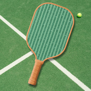 Classic Jade Green Glitter Style Vertical Stripes Pickleball Paddle