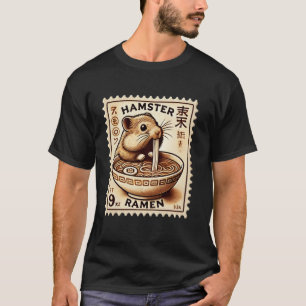 Classic Japanese Art Postage Stamp Noodles Hamster T-Shirt
