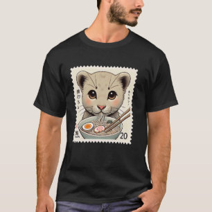 Classic Japanese Art Postage Stamp Noodles Panther T-Shirt