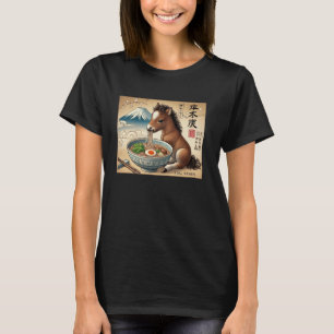 Classic Japanese Mt. Fuji Noodles Cute Horse Foal T-Shirt