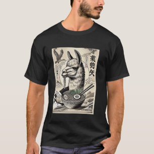 Classic Japanese Noodles Cave Art Wildlife Llama R T-Shirt