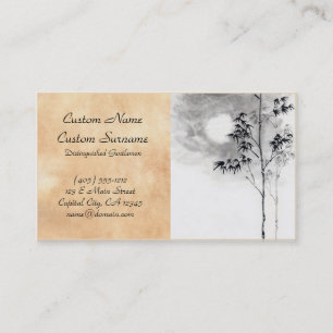 Classic japanese sumi-e painting art bamboo moon business card