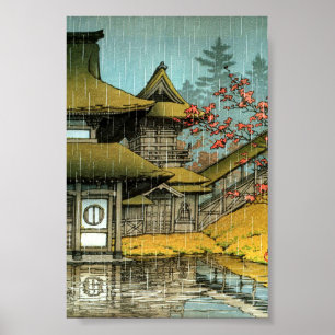 Classic japanese temple painting poster