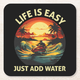 Classic Jet Ski skier Square Paper Coaster