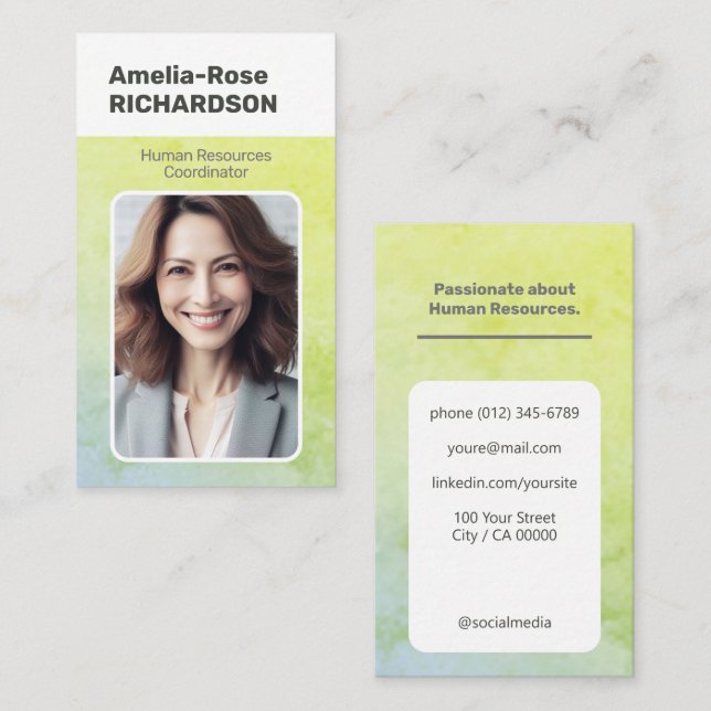 Classic Job Seeker Classy Minimalist Ombre Green Business Card (Front/Back)