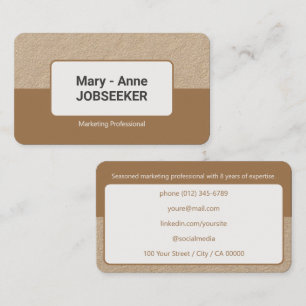 Classic Job Seeker Kraft Paper Style Two Coloured Business Card