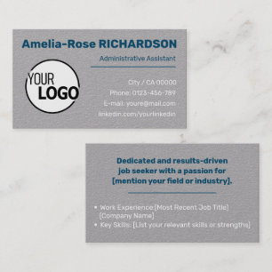 Classic Job Seeker Logo Template Grey Kraft Paper Business Card