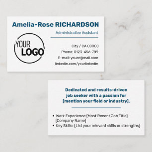 Classic Job Seeker Logo Template Simple Minimalist Business Card