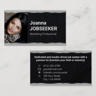 Classic Job Seeker Minimal Elegant Plain Black  Business Card