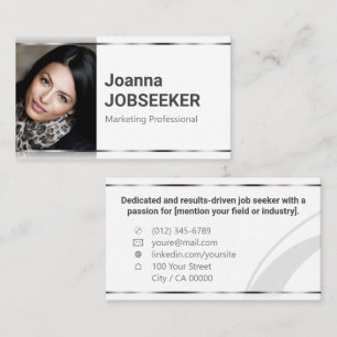 Classic Job Seeker Minimal Elegant Plain White Business Card