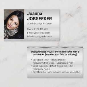 Classic Job Seeker Minimal Ombre Elegant Gray Business Card
