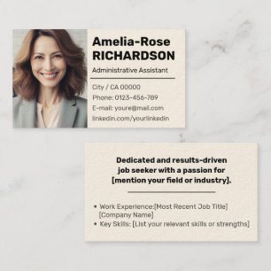 Classic Job Seeker Minimal Plain Cream Tan Classy Business Card