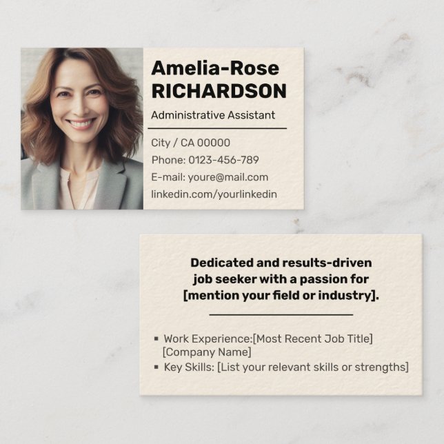 Classic Job Seeker Minimal Plain Cream Tan Classy  Business Card (Front/Back)