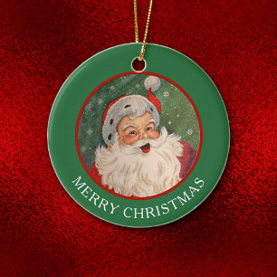 Classic Jolly Santa Claus Christmas Ceramic Tree Decoration