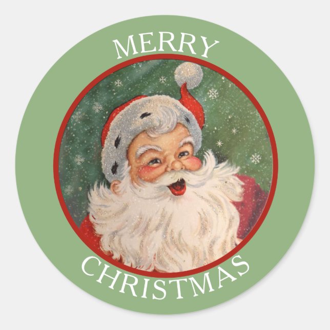 Classic Jolly Santa Claus Christmas Round Sticker (Front)