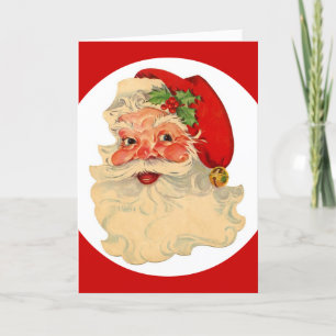 Classic Jolly Santa Claus Face Custom Christmas Holiday Card