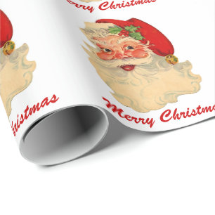 Classic Jolly Santa Claus Face Custom Christmas Wrapping Paper