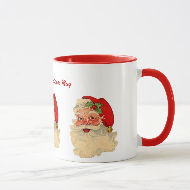 Classic Jolly Santa Claus Face Personalised Name Mug (Right)