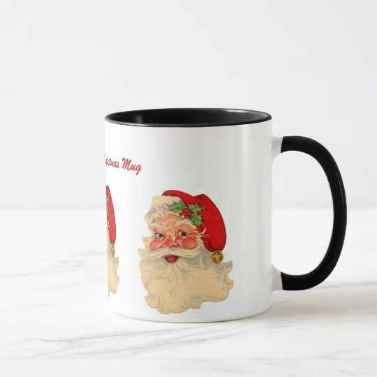 Classic Jolly Santa Claus Face Personalised Name Mug