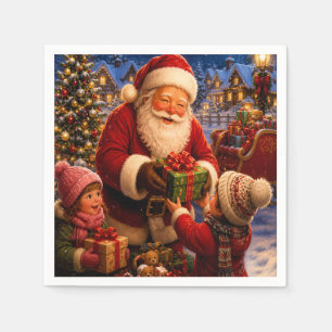 Classic Jolly Santa Claus Festive Dinner Napkins