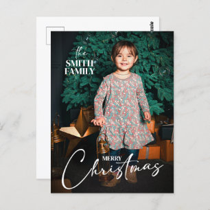 Classic Joy Merry Christmas Holiday Kids Photo Postcard