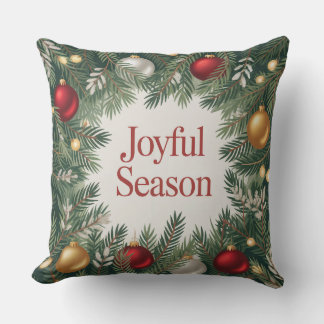 Classic Joyful Wreath Cushion
