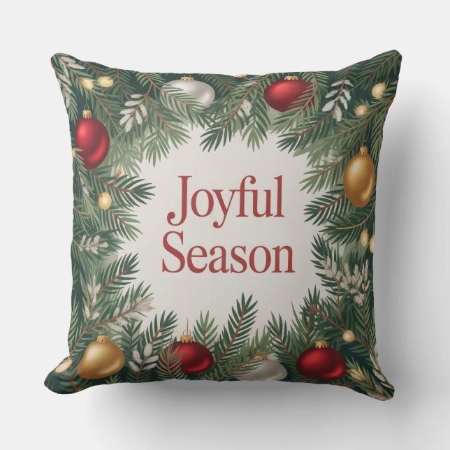 Classic Joyful Wreath Cushion (Front)