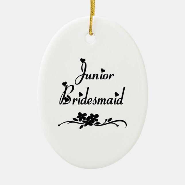 Classic Junior Bridesmaid Ceramic Tree Decoration (Front)