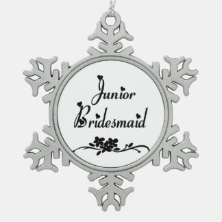 Classic Junior Bridesmaid Snowflake Pewter Christmas Ornament