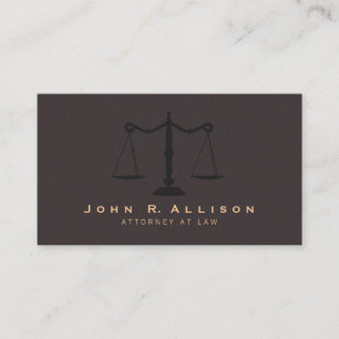 Classic Justice Scale Brown Suede Look Attorney Business Card