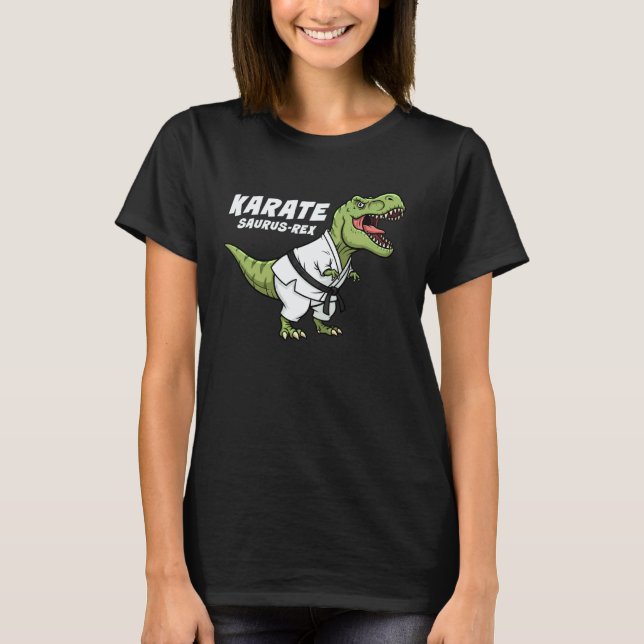 Classic Karate Saurus Rex Funny T-Rex Dinosaur Kid T-Shirt (Front)
