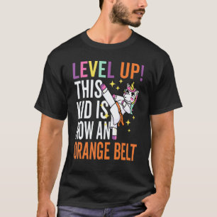 Classic Karate Uniform Unicorn Level Up Orange Bel T-Shirt
