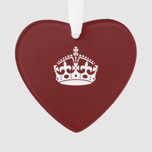 Classic Keep Calm Crown on Burgundy Red Ornament