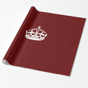Classic Keep Calm Crown on Burgundy Red Wrapping Paper