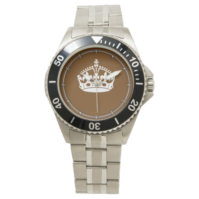 Classic Keep Calm Crown on Chocolate Brown Watch (Front)