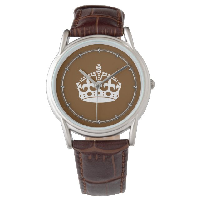 Classic Keep Calm Crown on Chocolate Brown Watch (Front)