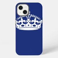 Classic Keep Calm Crown Symbol on Navy Blue