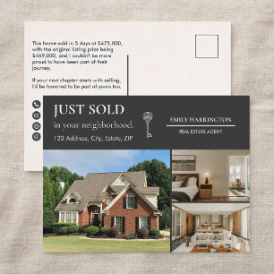 Classic Key Just Sold Neutral Real Estate Agent Postcard